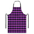 Dark Purple Check Pattern Print Bib Apron With Pocket