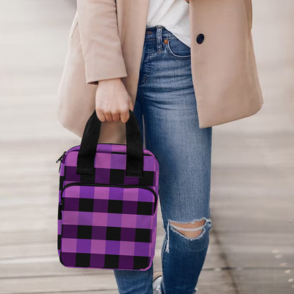 Dark Purple Check Pattern Print Bible Tote Bag