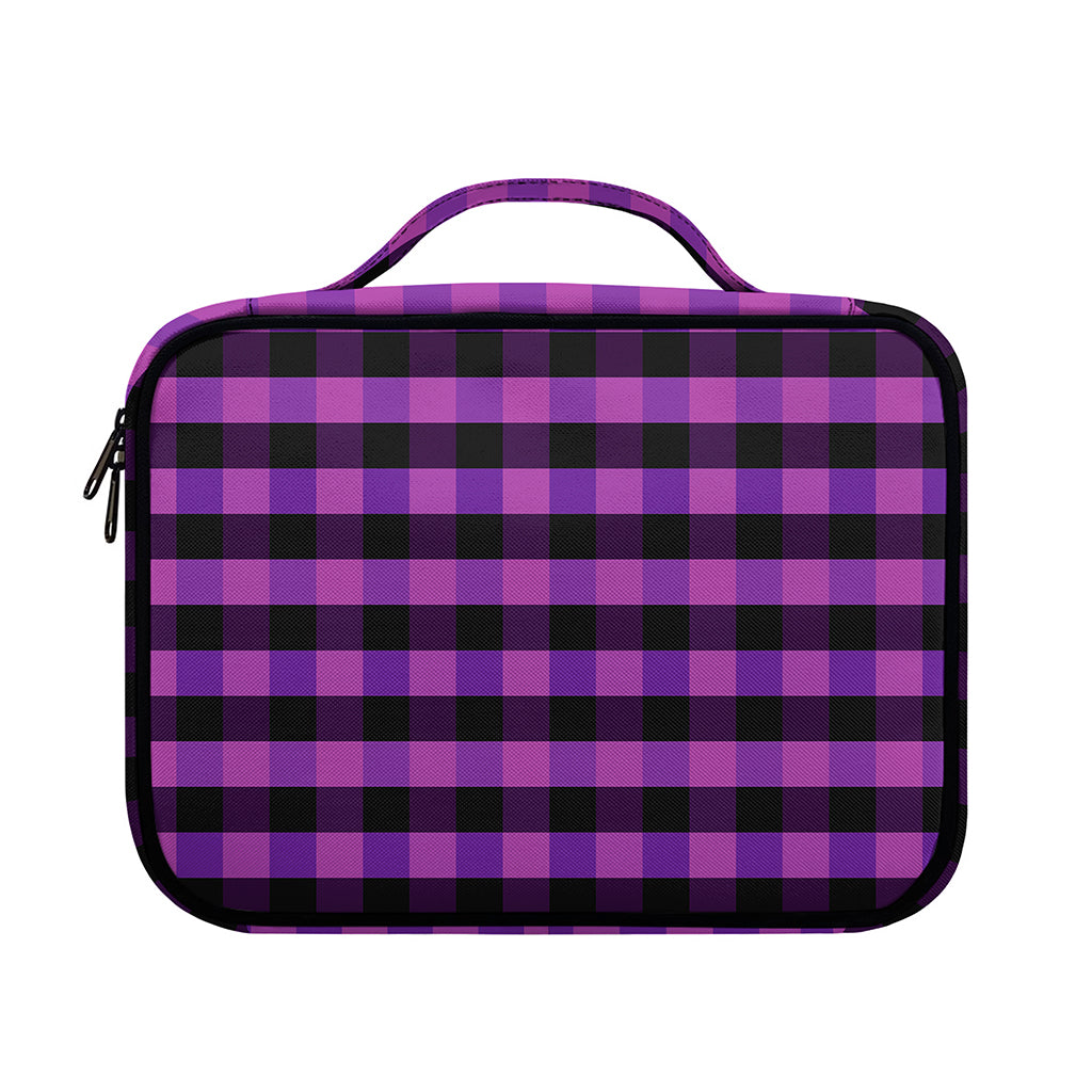 Dark Purple Check Pattern Print Briefcase Bible Bag