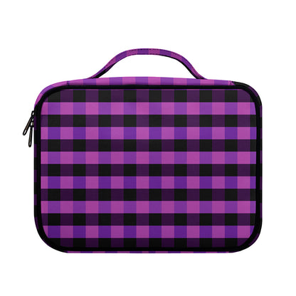 Dark Purple Check Pattern Print Briefcase Bible Bag