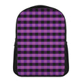 Dark Purple Check Pattern Print Casual Backpack
