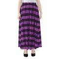 Dark Purple Check Pattern Print Chiffon Maxi Skirt