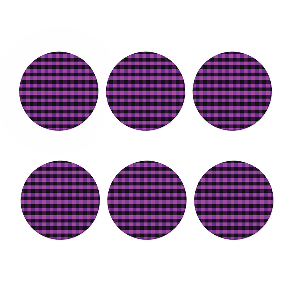 Dark Purple Check Pattern Print Coaster Set