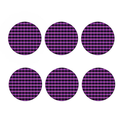 Dark Purple Check Pattern Print Coaster Set