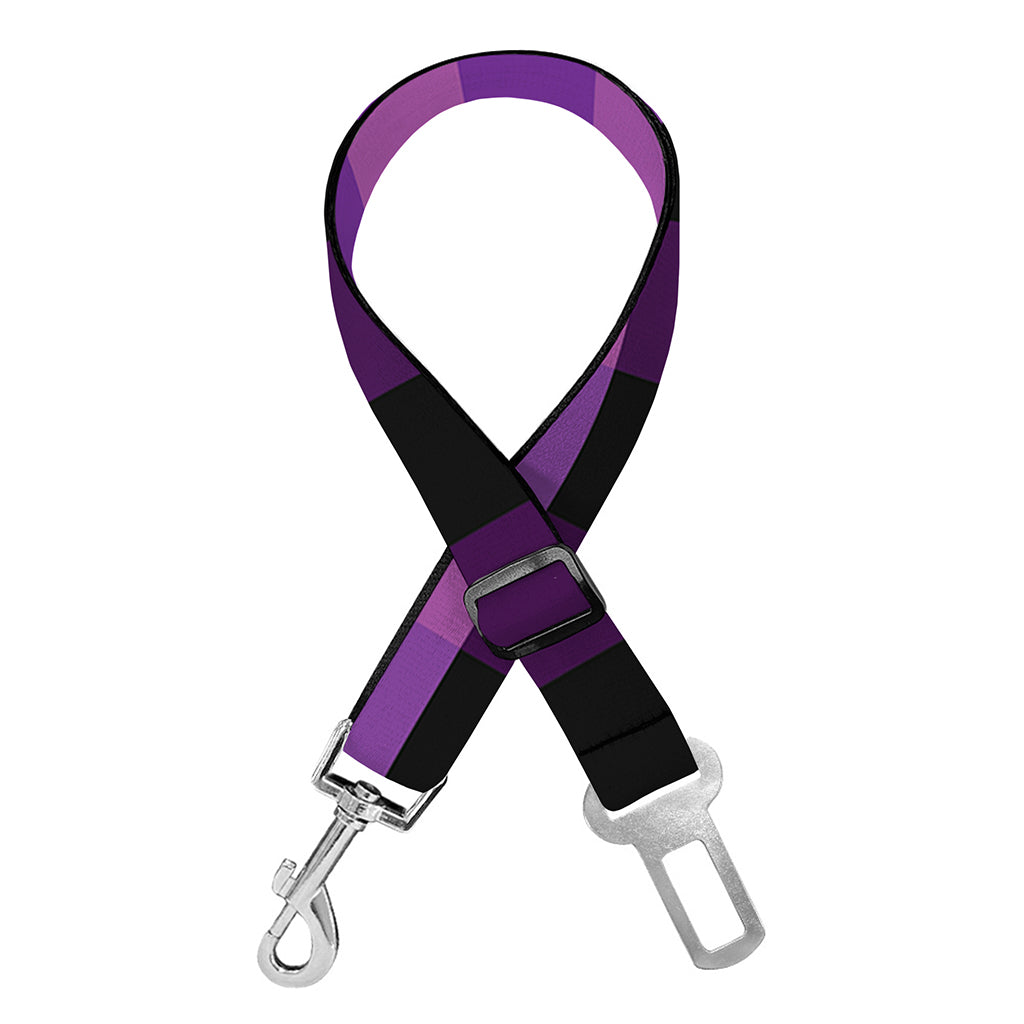 Dark Purple Check Pattern Print Dog Seat Belt
