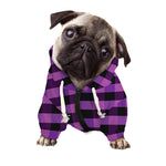Dark Purple Check Pattern Print Dog Zip Up Hoodie