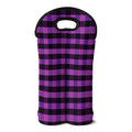 Dark Purple Check Pattern Print Double Neoprene Wine Tote