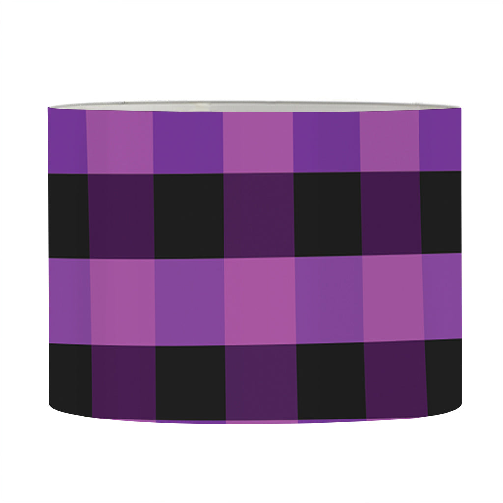Dark Purple Check Pattern Print Drum Lamp Shade