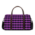 Dark Purple Check Pattern Print Duffel Bag