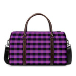 Dark Purple Check Pattern Print Duffle Bag