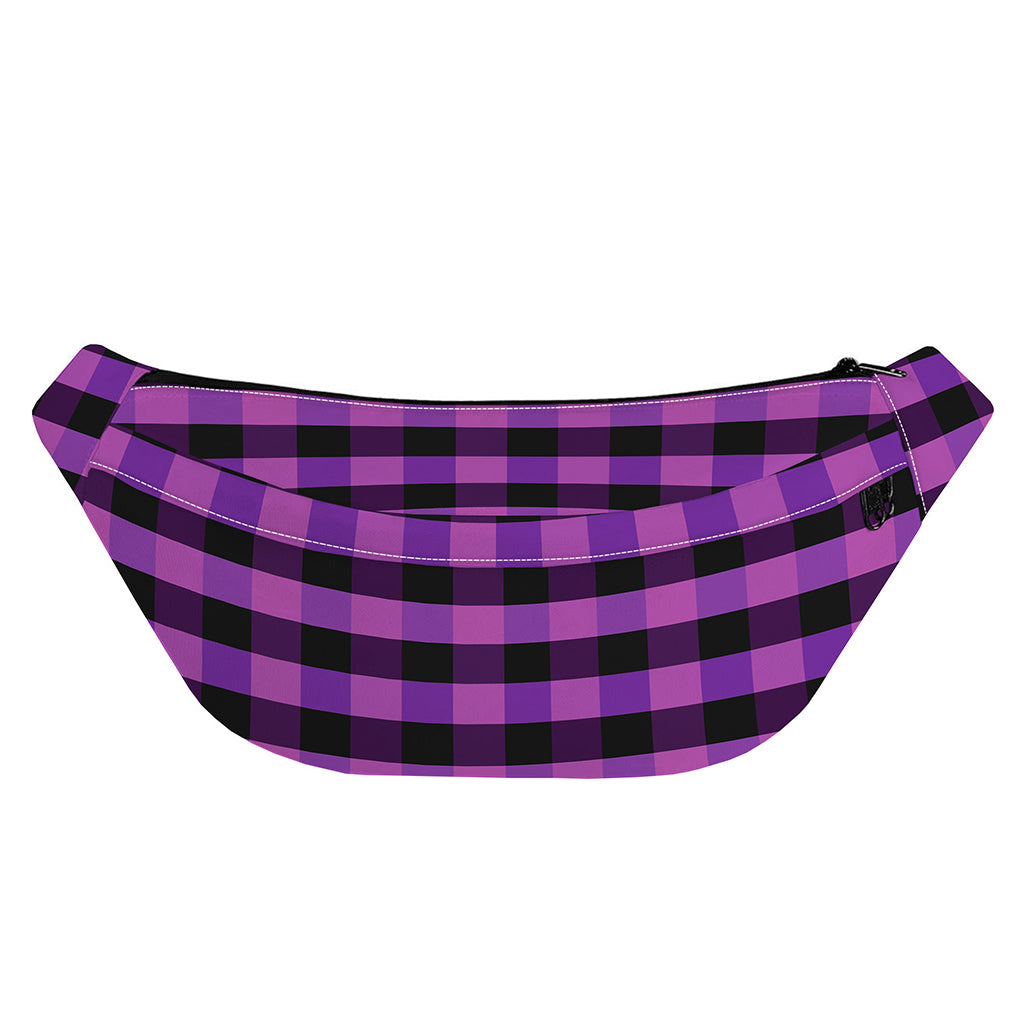 Dark Purple Check Pattern Print Fanny Pack