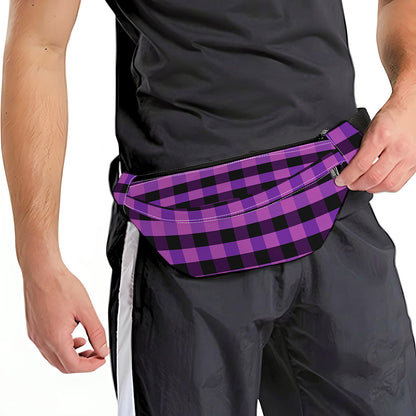 Dark Purple Check Pattern Print Fanny Pack