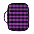 Dark Purple Check Pattern Print Front Pocket Bible Bag