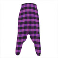 Dark Purple Check Pattern Print Hammer Pants