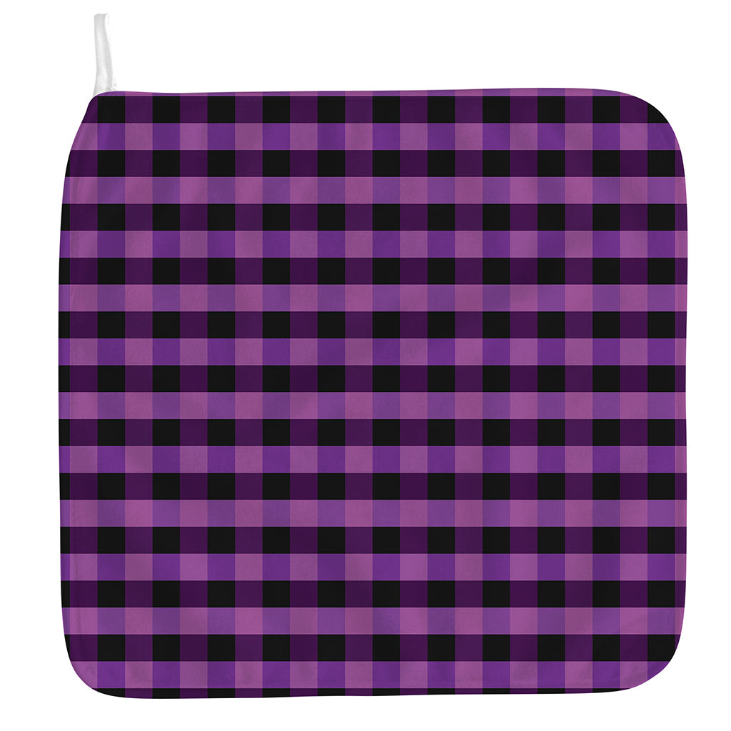 Dark Purple Check Pattern Print Hand Towel