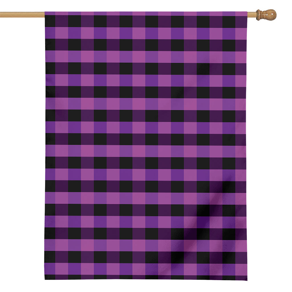 Dark Purple Check Pattern Print House Flag