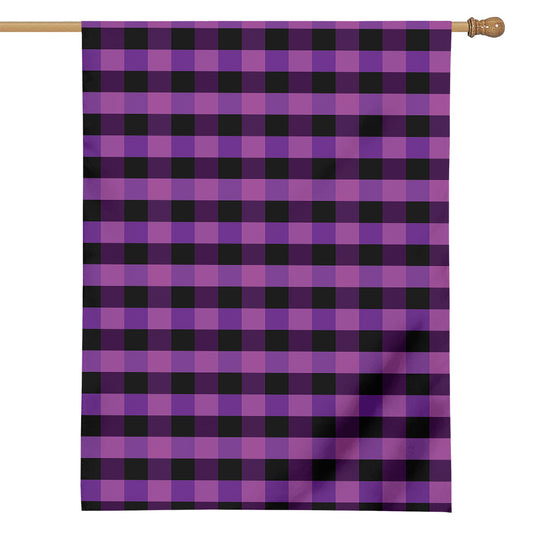 Dark Purple Check Pattern Print House Flag