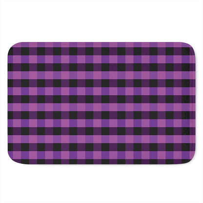 Dark Purple Check Pattern Print Indoor Door Mat