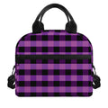 Dark Purple Check Pattern Print Insulated Lunch Bag