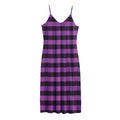 Dark Purple Check Pattern Print Jersey Midi Cami Dress