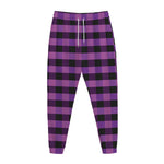 Dark Purple Check Pattern Print Jogger Pants