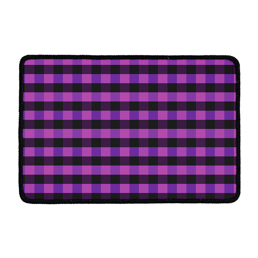 Dark Purple Check Pattern Print Kitchen Mat