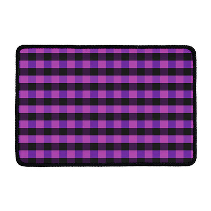 Dark Purple Check Pattern Print Kitchen Mat