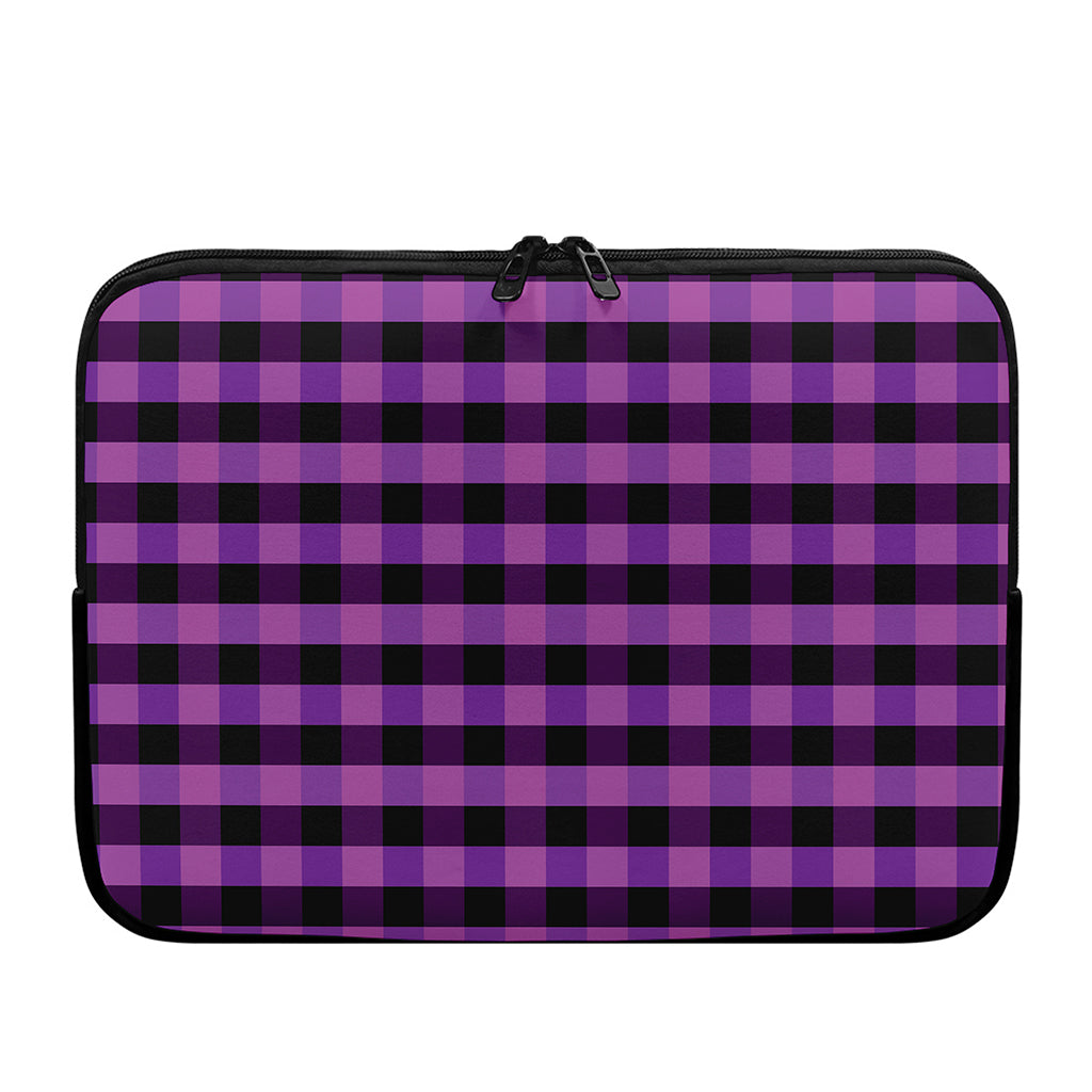 Dark Purple Check Pattern Print Laptop Sleeve