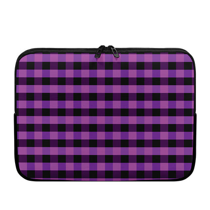 Dark Purple Check Pattern Print Laptop Sleeve