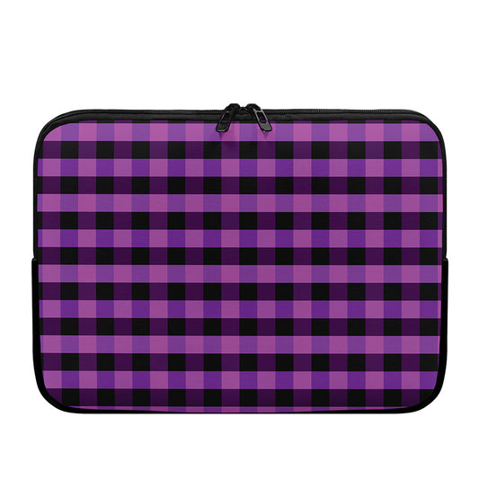 Dark Purple Check Pattern Print Laptop Sleeve