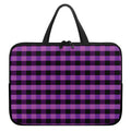 Dark Purple Check Pattern Print Laptop Sleeve With Handle