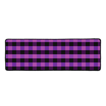 Dark Purple Check Pattern Print Long Kitchen Mat