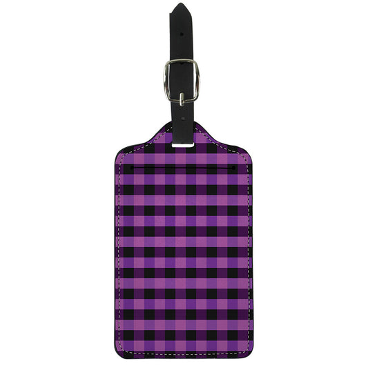 Dark Purple Check Pattern Print Luggage Tag