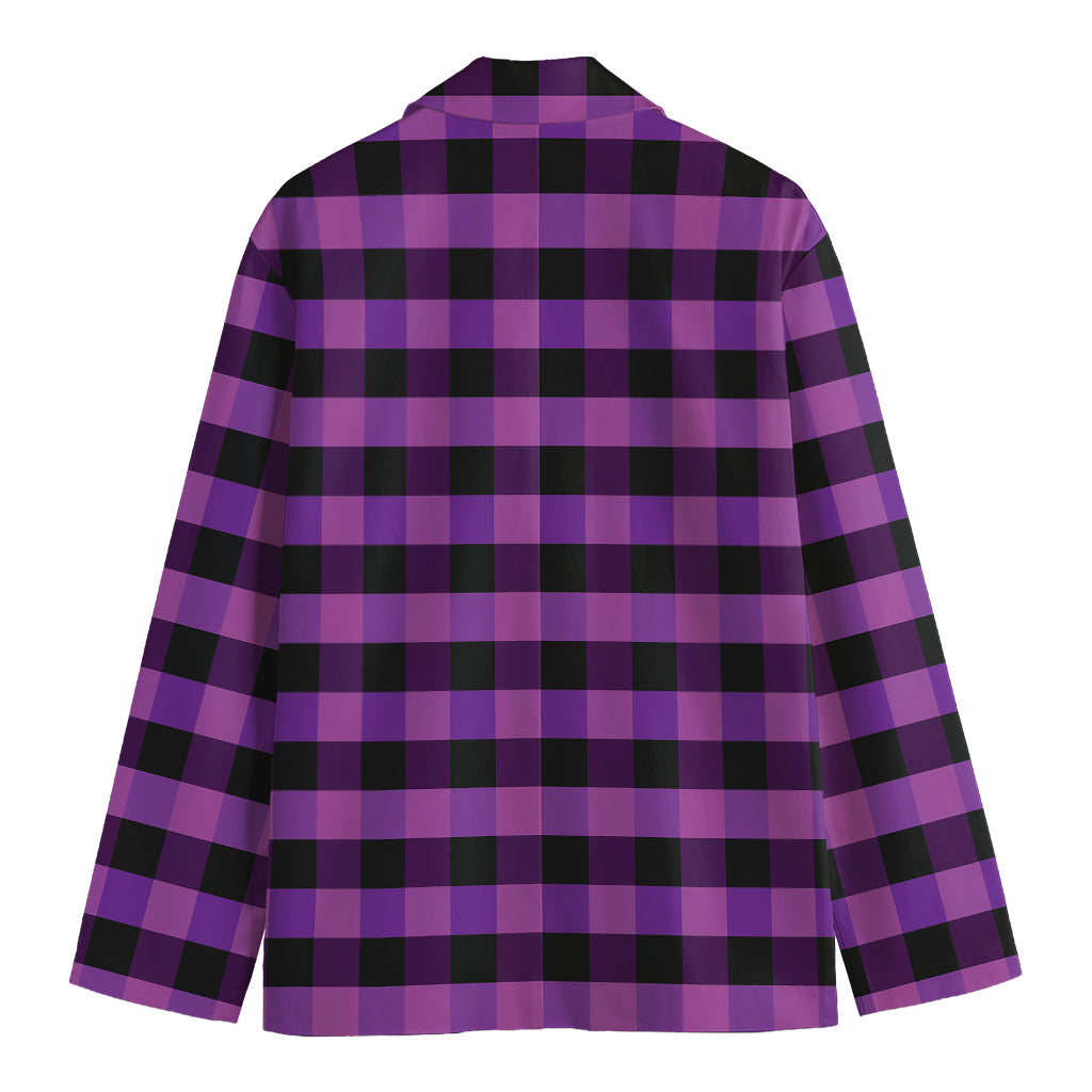 Dark Purple Check Pattern Print Men's Blazer