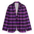 Dark Purple Check Pattern Print Men's Cotton Blazer
