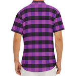 Dark Purple Check Pattern Print Men's Deep V-Neck Shirt