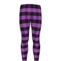 Dark Purple Check Pattern Print Men's Leggings