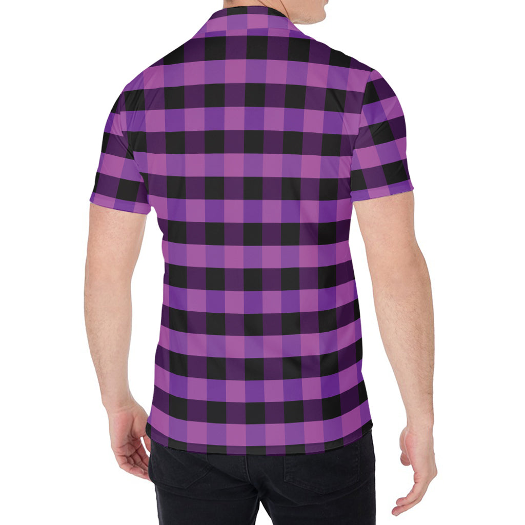 Dark Purple Check Pattern Print Men's Shirt