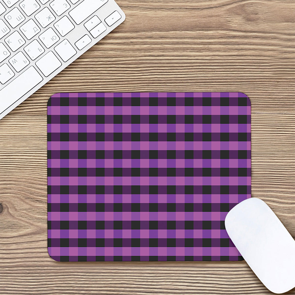 Dark Purple Check Pattern Print Mouse Pad