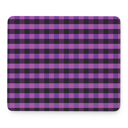 Dark Purple Check Pattern Print Mouse Pad