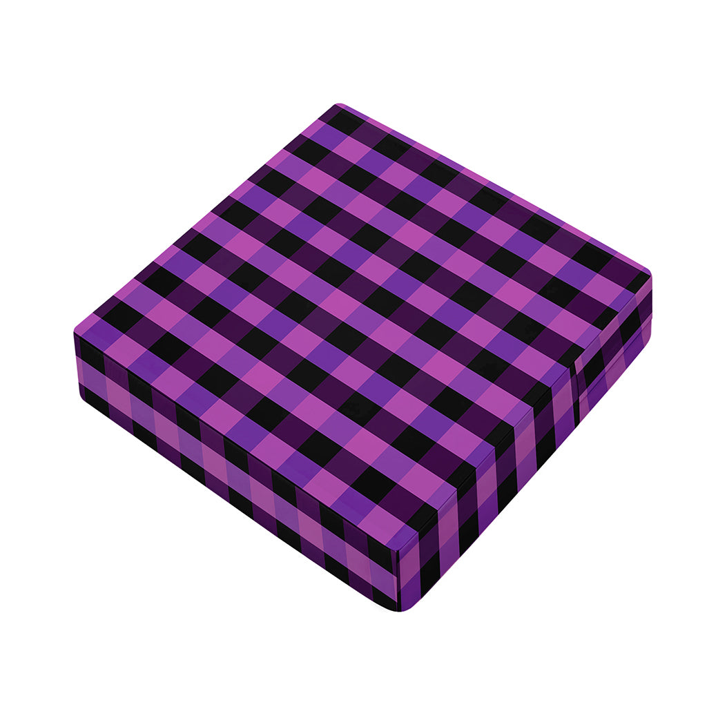 Dark Purple Check Pattern Print Outdoor Seat Cushion Cover