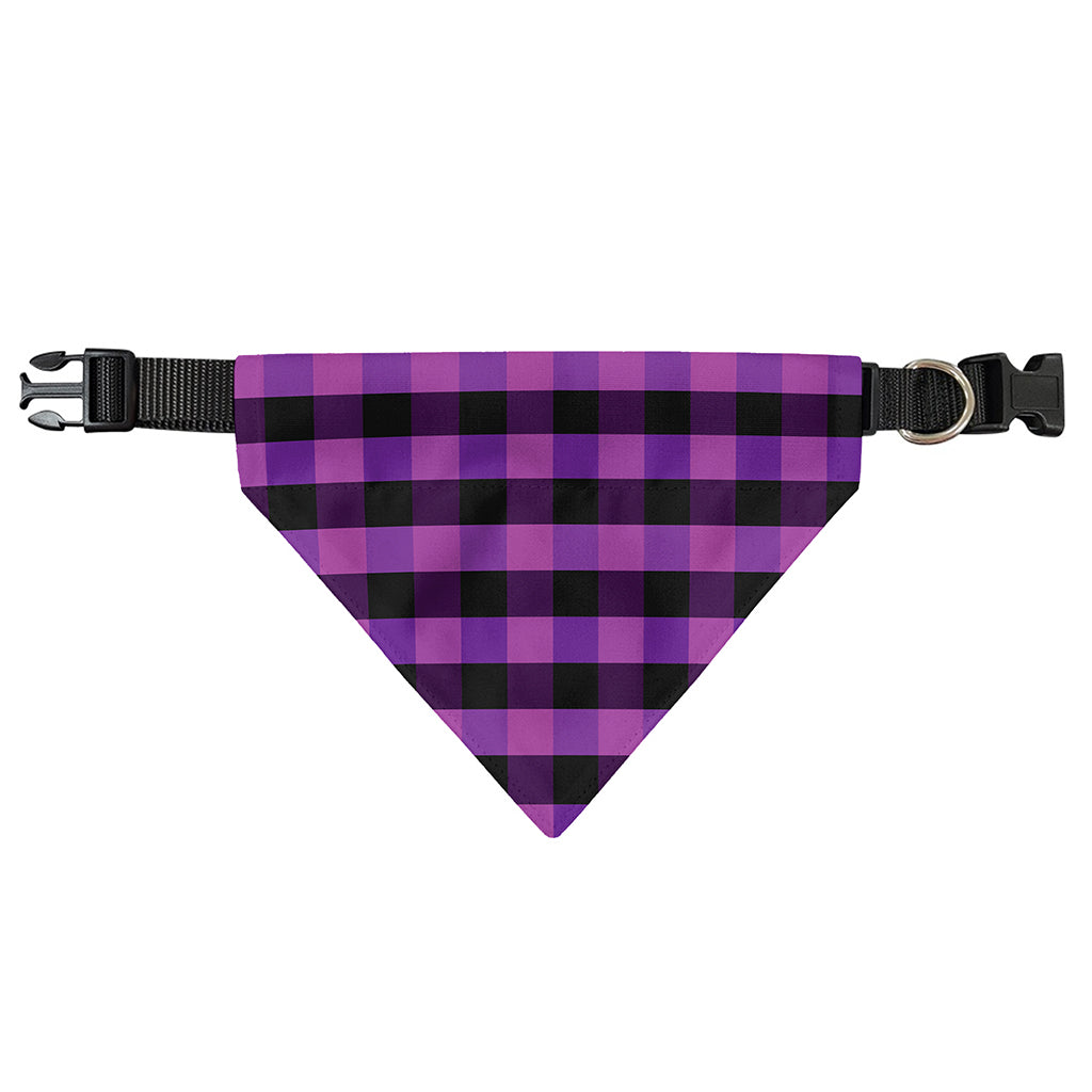 Dark Purple Check Pattern Print Over The Collar Dog Bandana