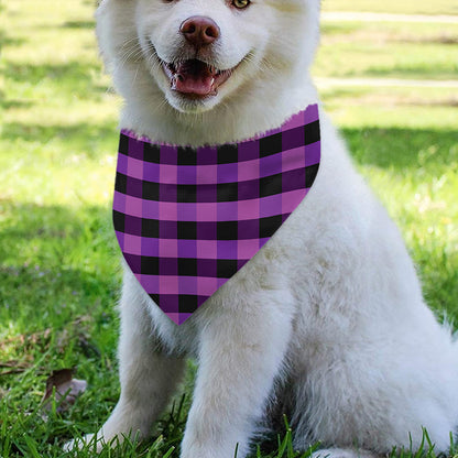 Dark Purple Check Pattern Print Over The Collar Dog Bandana