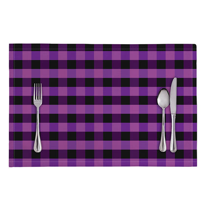 Dark Purple Check Pattern Print Placemat