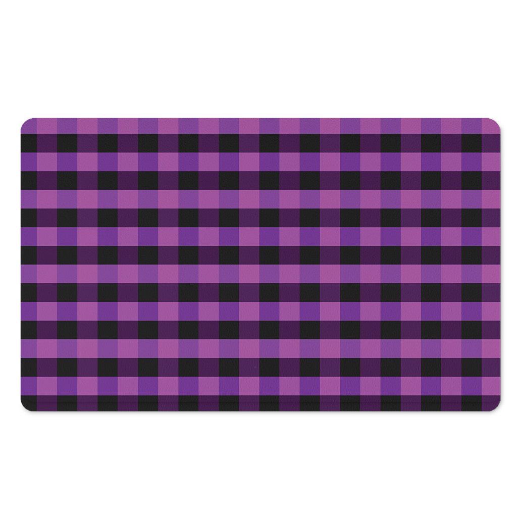 Dark Purple Check Pattern Print Polyester Doormat
