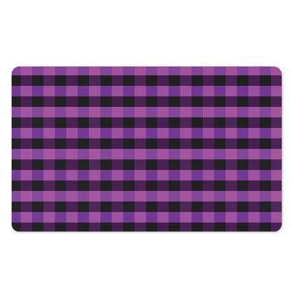 Dark Purple Check Pattern Print Polyester Doormat