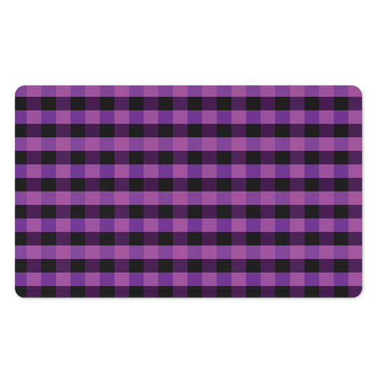 Dark Purple Check Pattern Print Polyester Doormat