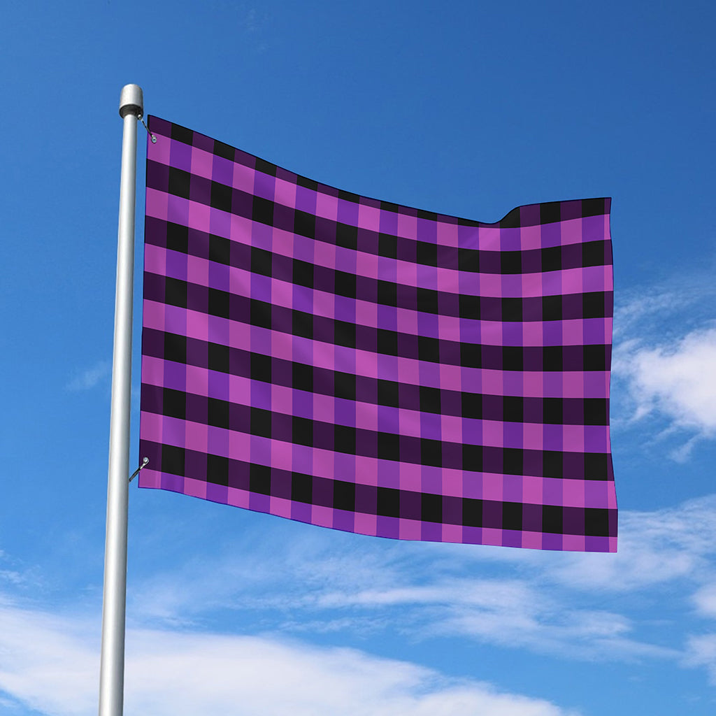 Dark Purple Check Pattern Print Polyester Flag