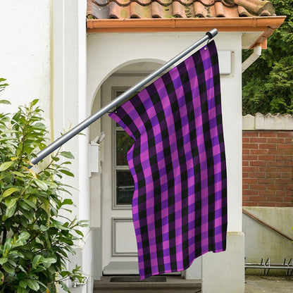 Dark Purple Check Pattern Print Polyester Flag