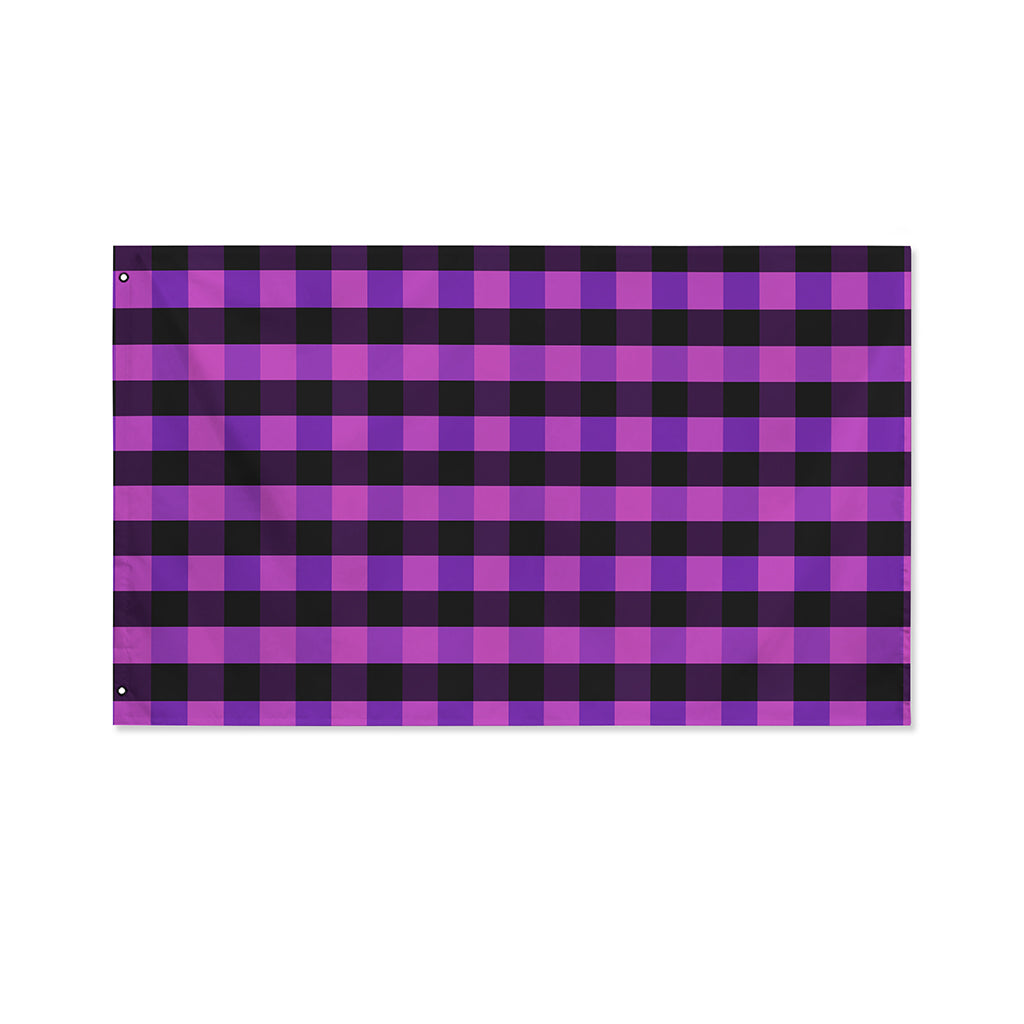 Dark Purple Check Pattern Print Polyester Flag